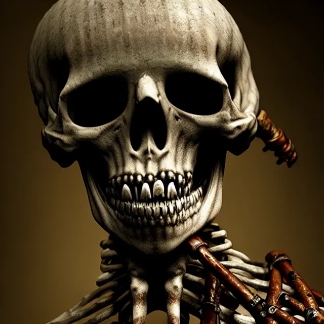 Prompt: photo of a semi - transparent skeletal ghostly spanish pirate head and torso, holding a cutlass and standing in a grotto, photorealistic, dark, lovecraft, paul carrick, atmospheric lighting, painted, intricate, ultra detailed, well composed, best on artstation, cgsociety, epic, stunning, gorgeous, intricate detail, wow, masterpiece
