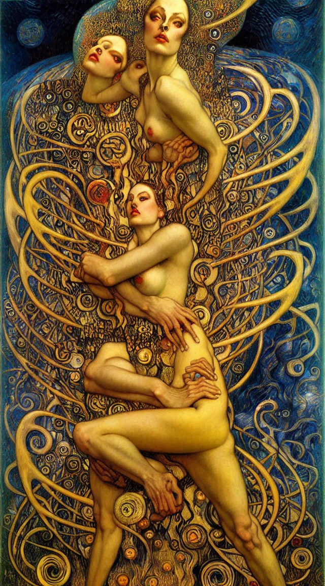 Image similar to Divine Chaos Engine by Karol Bak, Jean Delville, William Blake, Gustav Klimt, and Vincent Van Gogh, symbolist, visionary