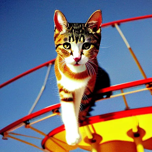 Image similar to !!! cat!!!, ( ferris wheel ), feline, sitting, riding, award winning photo