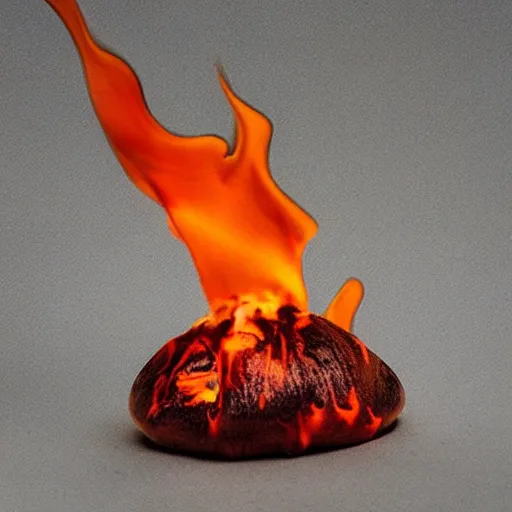 Image similar to a mushroom made out of fire, melting, dripping, gooey, swirling flames