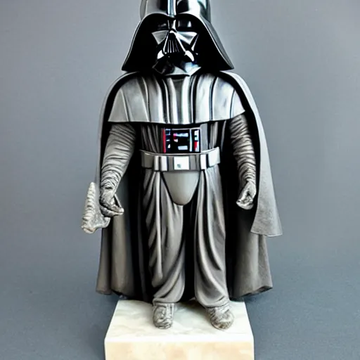 Prompt: marble statue of darth vader, star wars, sculpture, highly detailled