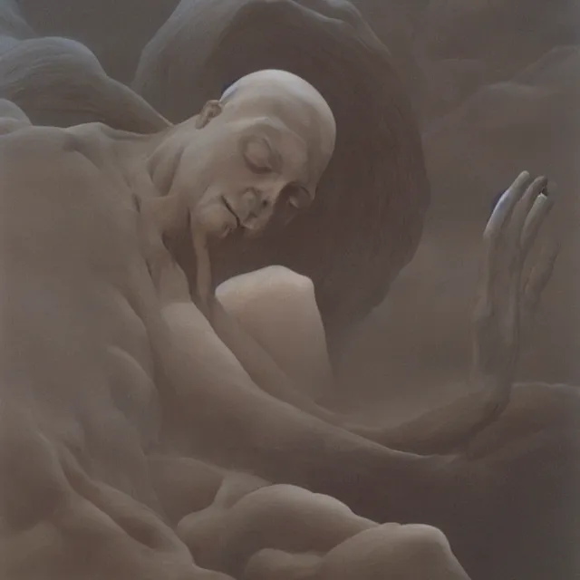 Image similar to Boreas by Zdzisław Beksiński, oil on canvas