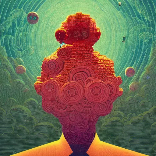 Prompt: Beautiful Obama portrait by Victo Ngai, Kilian Eng vibrant colors, winning-award masterpiece, fantastically gaudy, aesthetic octane render, cyberskull portrait inspired in beksinski and dan mumford work, remixed with Simon Stalenhag work, sitting on the cosmic cloudscape