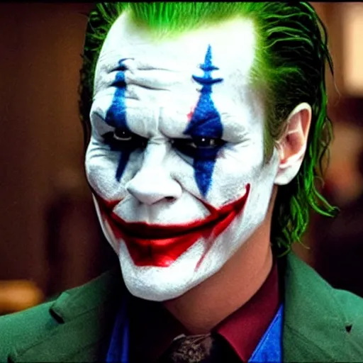 Prompt: film still of River Phoenix as joker in the new Joker movie