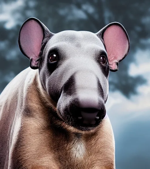 Prompt: photo of a dog tapir hybrid. dof. bokeh. magical atmosphere. art by greg rutkowski. lifelike. very detailed 8 k. intricate. soft light. nikon d 8 5 0.