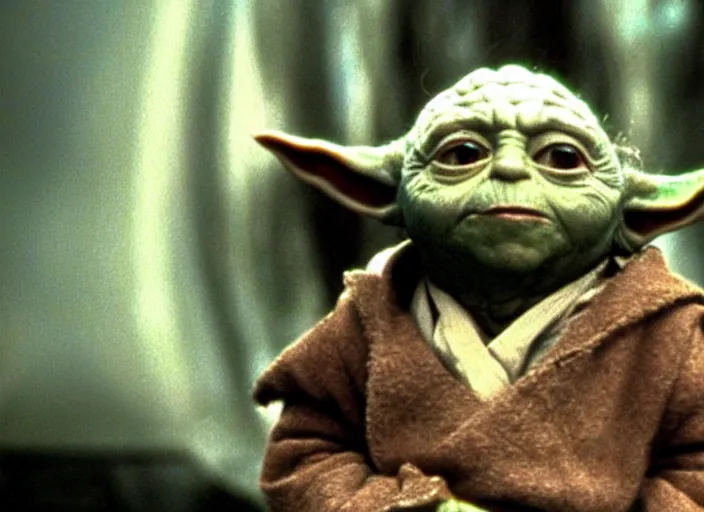 Image similar to film still of Danny Devito as Yoda in The Empire Strikes Back 1980