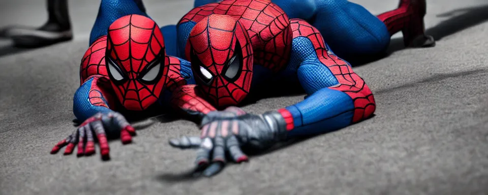 Prompt: soldier shoots spiderman, new york, shallow depth of field, photoreal, cinematic