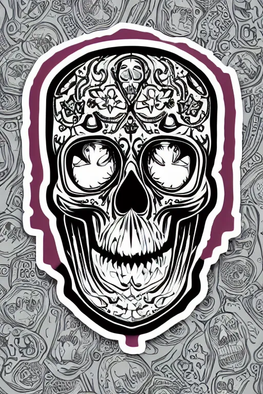 Prompt: A portrait of a skull that is a cowboy, sticker, colorful, illustration, highly detailed, smooth and clean vector curves, no jagged lines, vector art, smooth