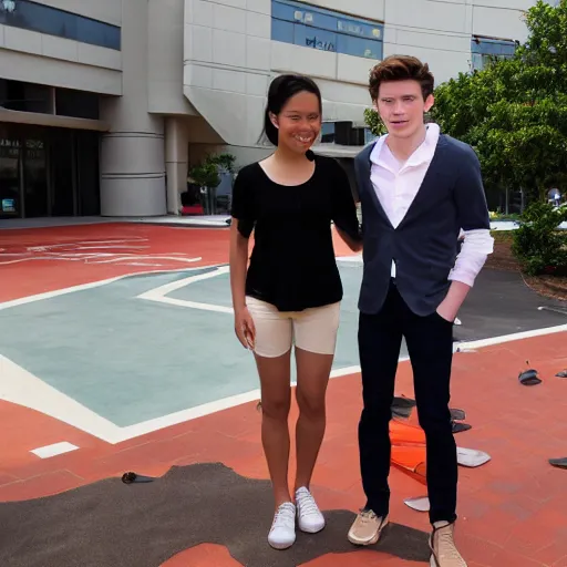 Image similar to Tom Holland at Chapman University with a Filipina college girl