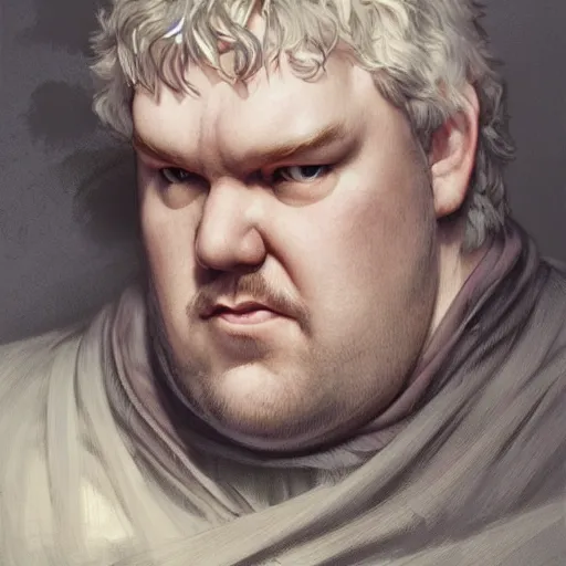 Image similar to hodor baggins, face, fantasy, intricate, elegant, highly detailed, digital painting, artstation, concept art, smooth, sharp focus, illustration, art by artgerm and greg rutkowski and alphonse mucha