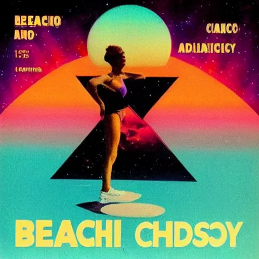 Prompt: cigarette add of beachbody on an alien planet. cosmic. synthwave. 1 9 8 0 s. retro.