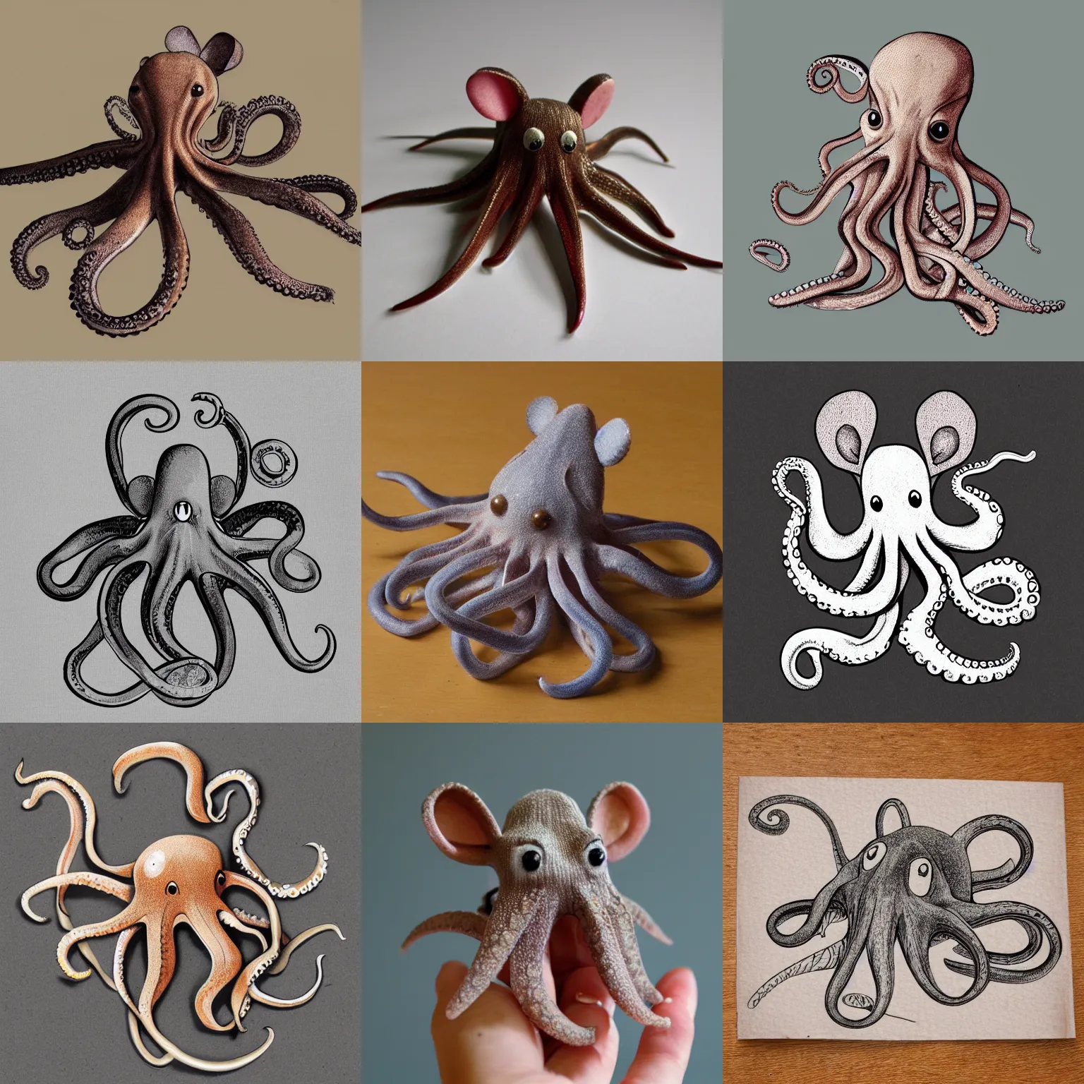 Prompt: mousy octopus, realistic, intricate