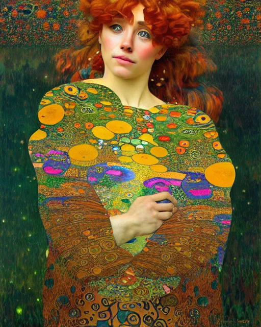 Image similar to nature cat portrait an oil painting splashes with many colors and shapes by gustav klimt greg rutkowski and alphonse mucha, polycount, generative art, psychedelic, fractalism, glitch art