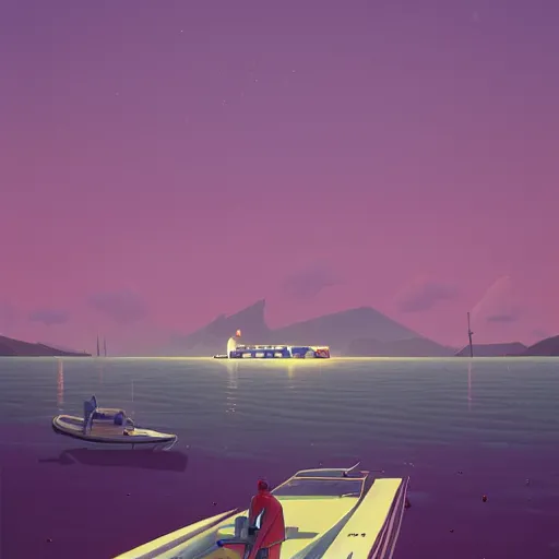 Image similar to yachting club by simon stalenhag