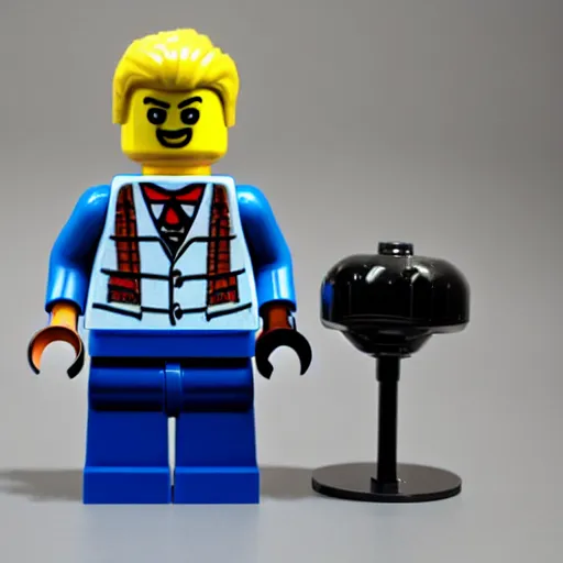 Prompt: photo of official lego lech!!! wałesa!!! with moustache! minifigure, 4 k, product photography, high quality