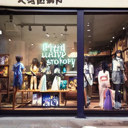 Image similar to makoto shinkai fantasy store window