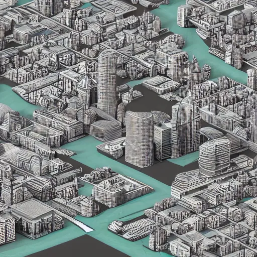 Prompt: isometric 3 d render of london