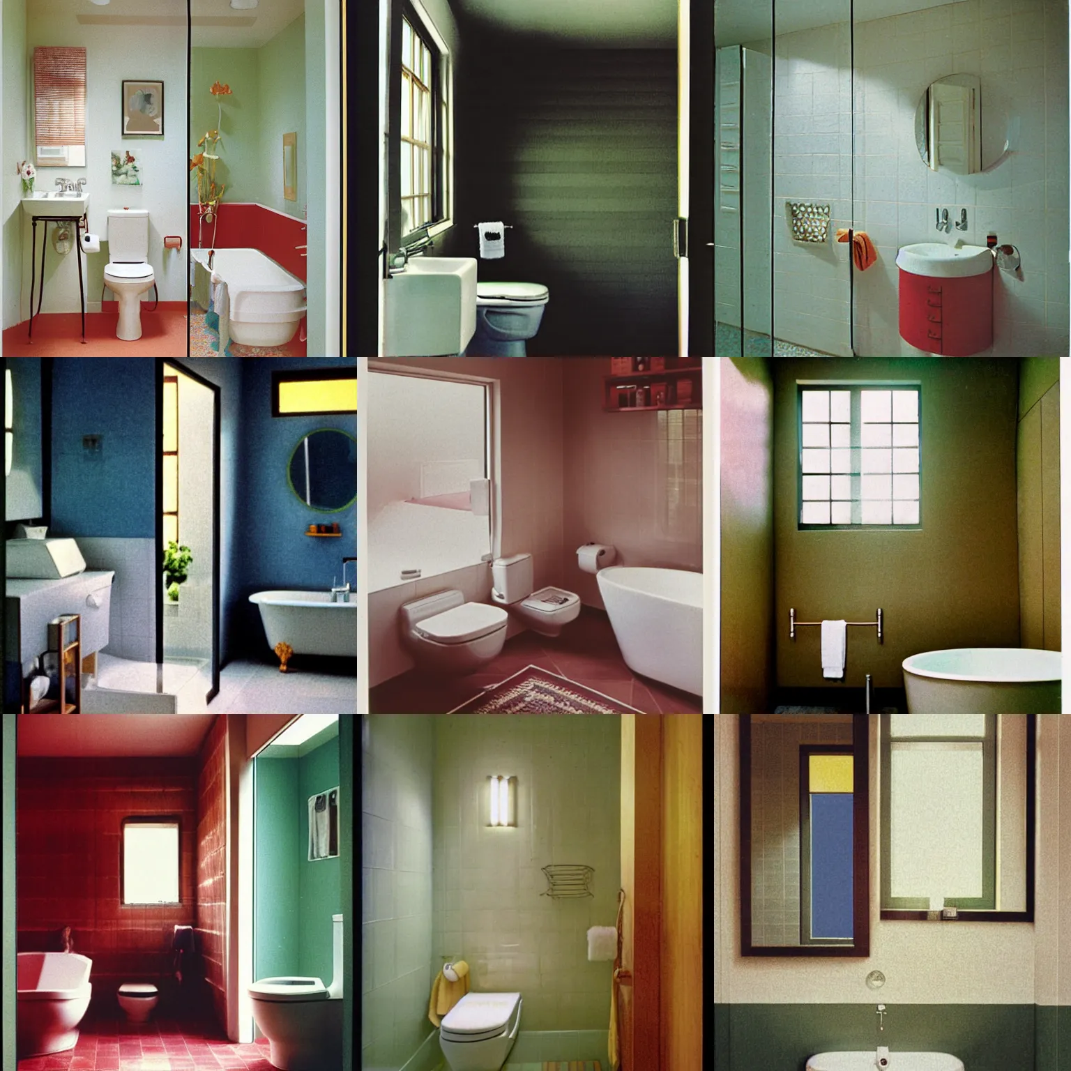 Prompt: a long - shot, color home photograph portrait of a bathroom, day lighting, 1 9 9 0 photo from photograph magazine.