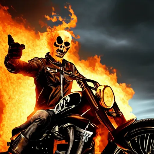 Image similar to Ghost rider In The Walking Dead 4K quality photorealism