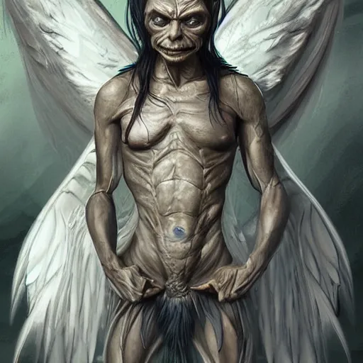 Prompt: concept art, angel gollum, artsation trending, highly detailed