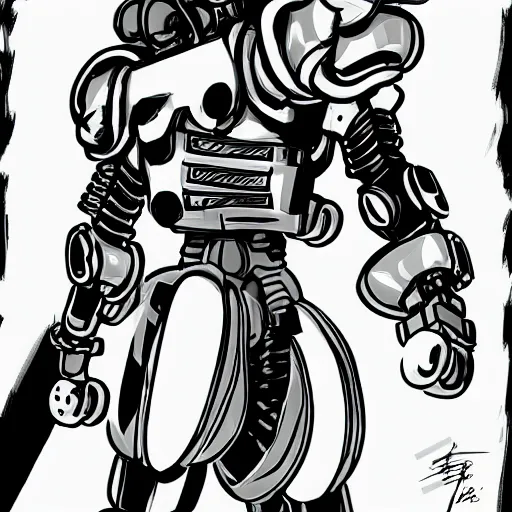 Image similar to mettaton from undertale in the style of yoji shinkawa