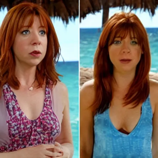 Prompt: lily aldrin on the beach