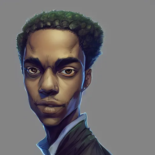 Prompt: Portrait of Riley freeman from the boondocks , Graceful body structure,cute,Symmetrical face,highly detailed,elegant,Marc Simonetti and Caspar David Friedrich, Trending on artstation