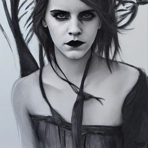 Image similar to emo emma watson, art by michael miller