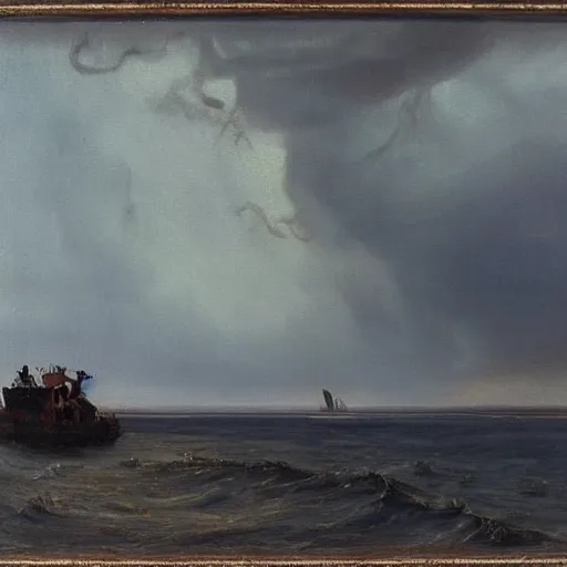 Image similar to storm on the volga, oil on canvas, 1 8 7 3