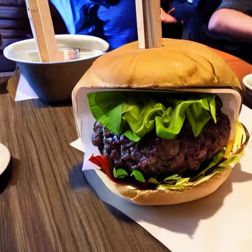 Image similar to the biggest burger in the centre of tokyo, photo