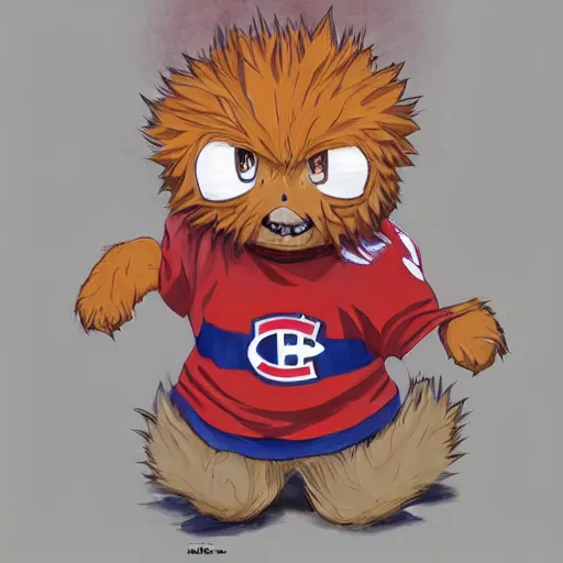 Image similar to anime Portrait of Youppi the Habs Montreal Canadiens Mascot as a very cute powerful and friendly pokemon, highly detailed anime, high evolution, 1990s, legendary, smooth, sharp focus, dynamic lighting, intricate, trending on ArtStation, illustration pokemon, art by WLOP