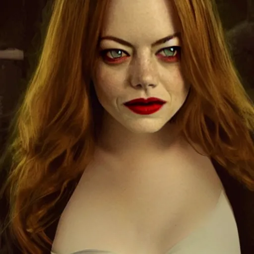 Prompt: full body of emma stone as a vampire warrior