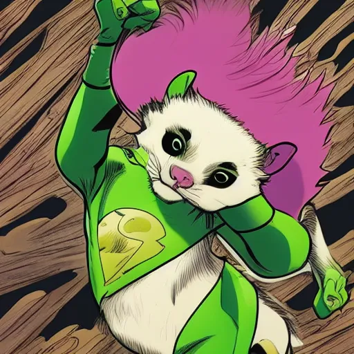 Image similar to Beastboy as a ferret, Comic book art