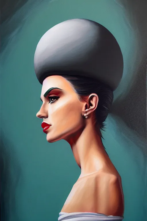 Image similar to a ultradetailed painting of a stylish woman, her head is a bomb, trending on artstation