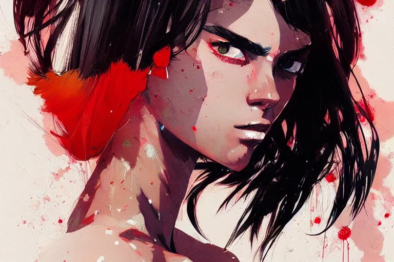 Image similar to a ultradetailed beautiful painting of a stylish boxer girl, by conrad roset, greg rutkowski and makoto shinkai trending on artstation