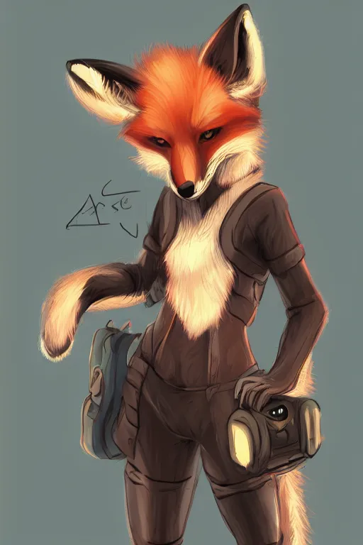 Image similar to a fox fursona, trending on artstation, by kawacy, furry art, digital art, cyberpunk, high quality, backlighting