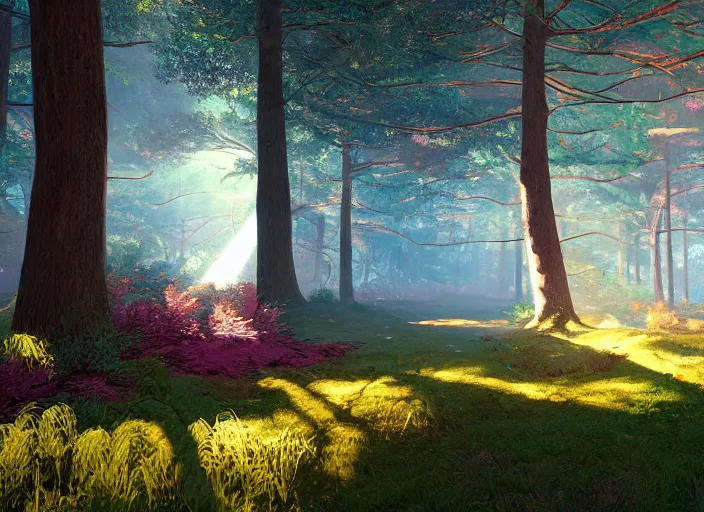 Prompt: a dear in a magical forest, painted by, mc escher, gordon onslow ford, georgia o'keeffe and ivan aivazovsky, cinematic light, god rays, colourful, unreal engine, zbrush central,