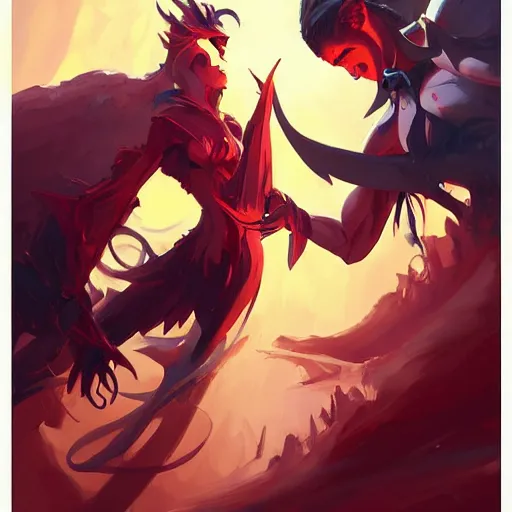 Image similar to devil versus angel, fantasy art video game icon, 2 d game art cover, official fanart behance hd artstation by jesper ejsing, by rhads, makoto shinkai and lois van baarle, ilya kuvshinov, rossdraws