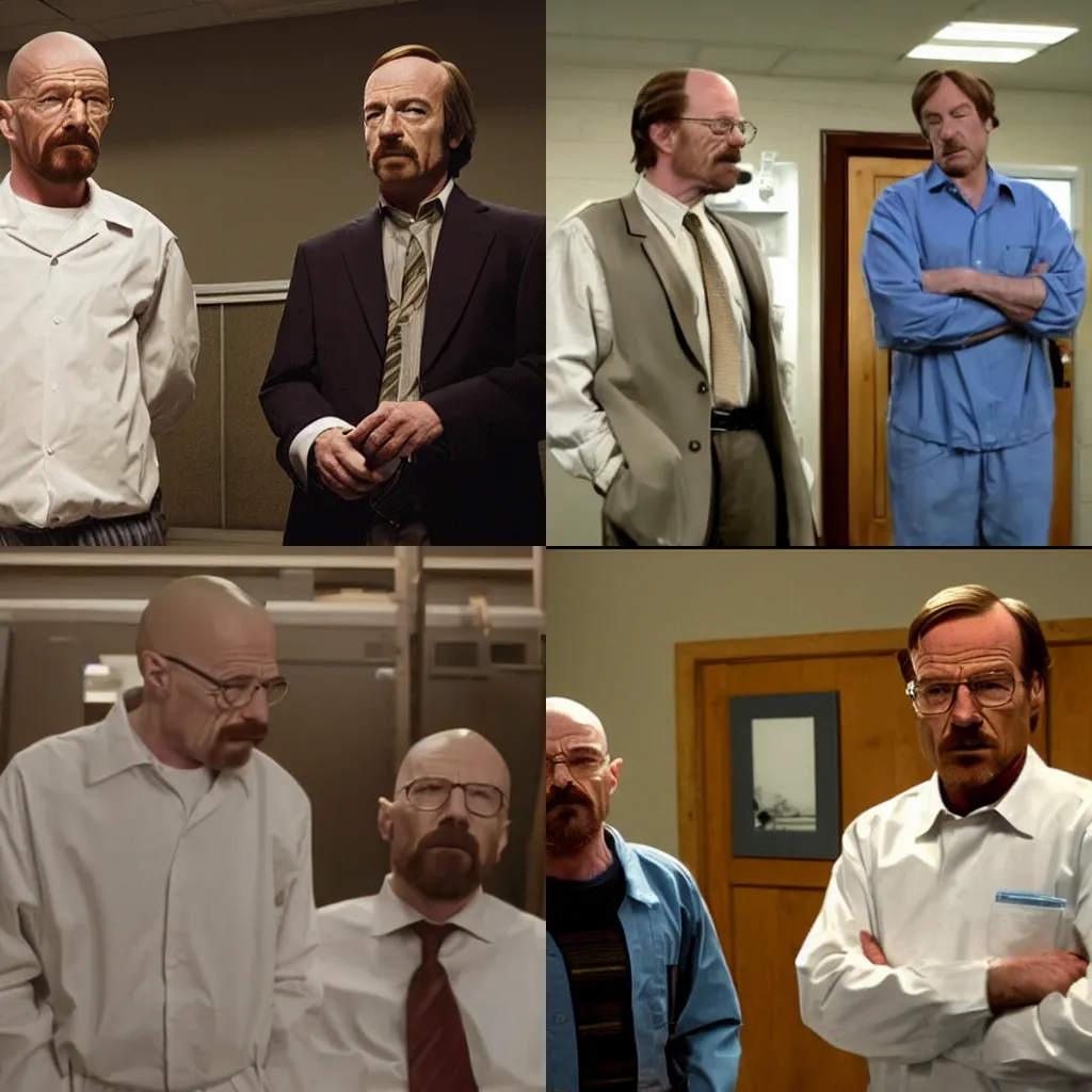 Prompt: Walter White And Saul Goodman In The Backrooms, Old Footage, 4K