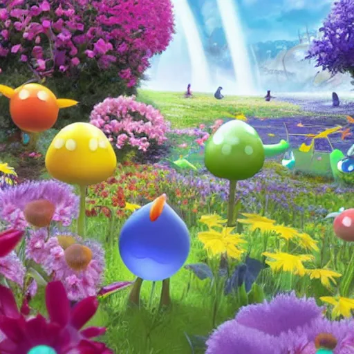 Image similar to pikmin 4 world concept art