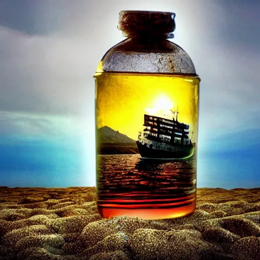 Image similar to a ship in a bottle