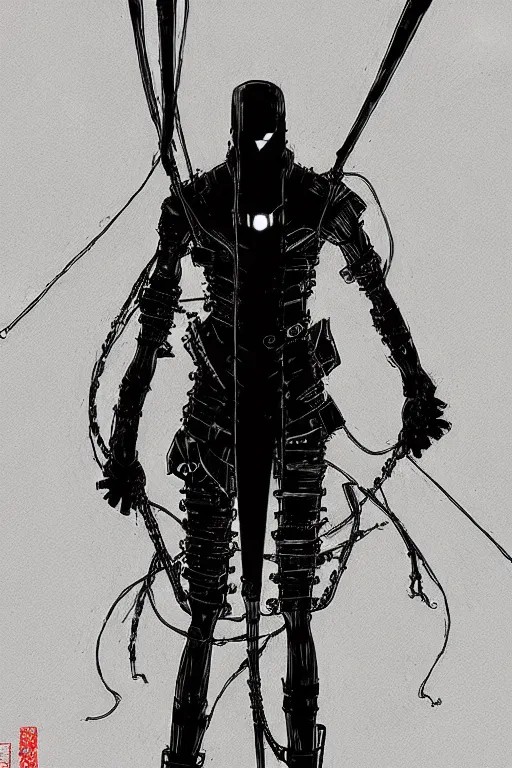 Prompt: lonely hero by tsutomu nihei
