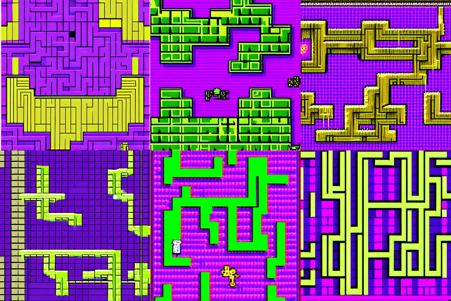 Image similar to purple glitchy maze 8bit video game