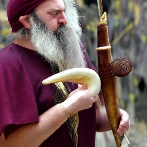 Prompt: a shofar, ram's horn