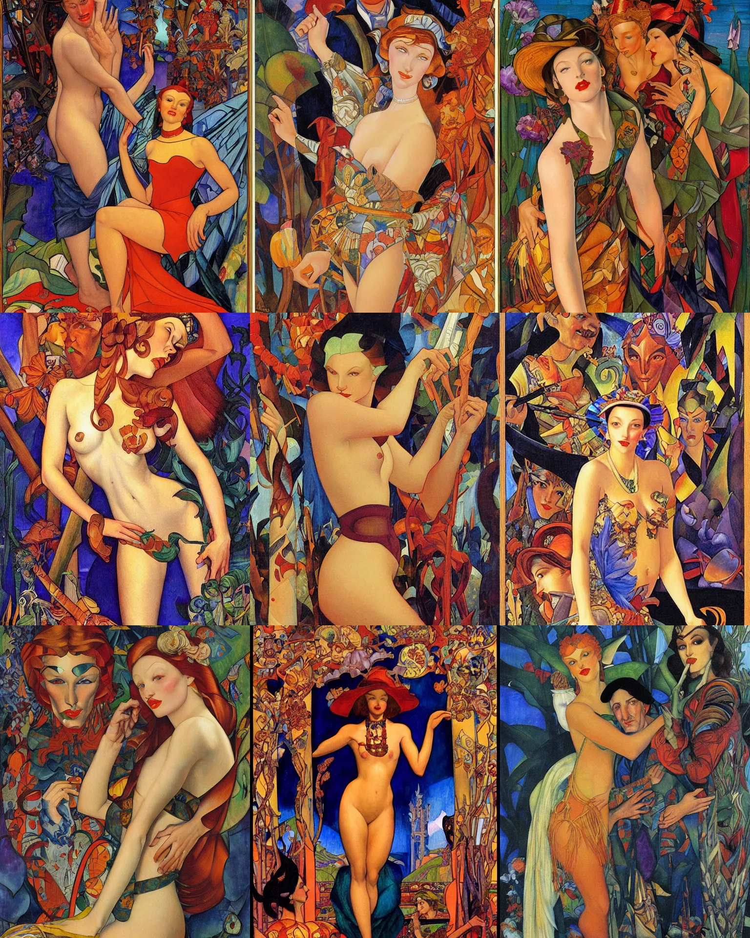 Prompt: painting by ivan bilibin and micheal kaluta and tamara de lempicka and greg hildebrandt