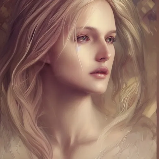 Prompt: ! prompt a beautiful winged angel, blonde hair, portrait, magical, holy, character concept art, intricate complexity, by wlop, by charlie bowater, by quixel megascan, by artgerm and by ilya kushinov