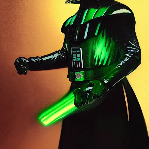 Prompt: Portrait of Mark hamil in the darth vader suit holding a green lightsabre, no helmet, elegant, digital painting, highly detailed, ultra realistic, fantasy, artstation, concept art, smooth, sharp focus, illustration, art by artgerm and greg rutkowski and alphonse mucha, studio lighting