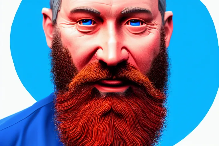 Image similar to ( ( a beautiful 8 k photorealistic masterpiece oil - logo ) ( close up ) and ( zoom out ) ( of ( a philosopher with blue and red pill in his hands ) ( beard ( happy ) ) ) ( hyperrealism ) ( 1 6 k ) ( trending on artstation )