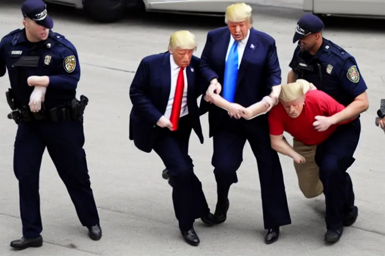 Prompt: Donald Trump arrested in handcuffs, photo