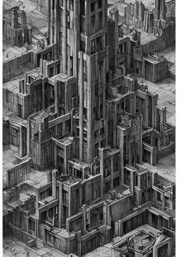 Image similar to [Brutalist bunker adorned with gargoyles and checkered flags. Propaganda poster!, intricate, elegant, highly detailed, digital painting, artstation, concept art, matte, sharp focus, illustration]